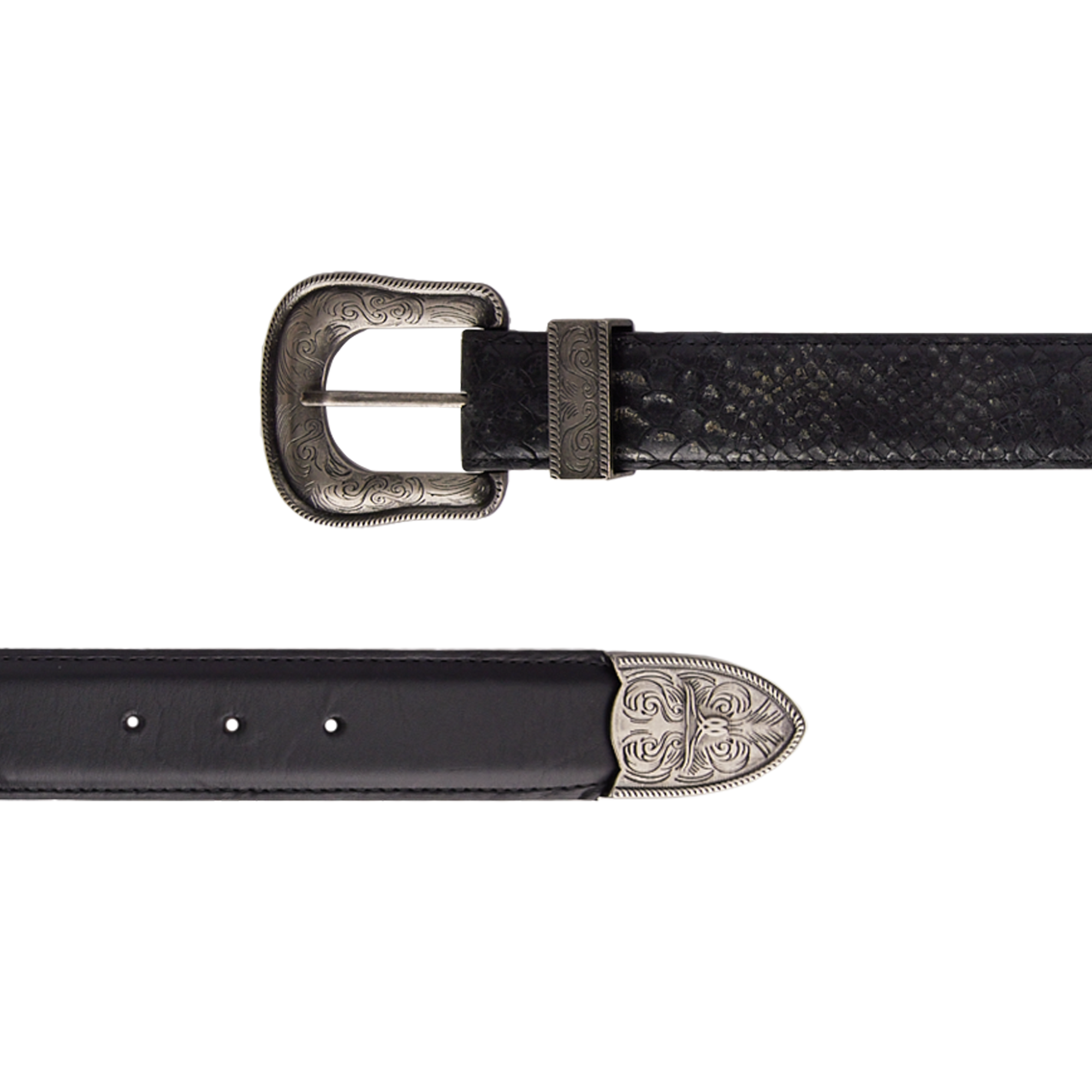 1.5 Belt with Double Buckle - Rattle Black