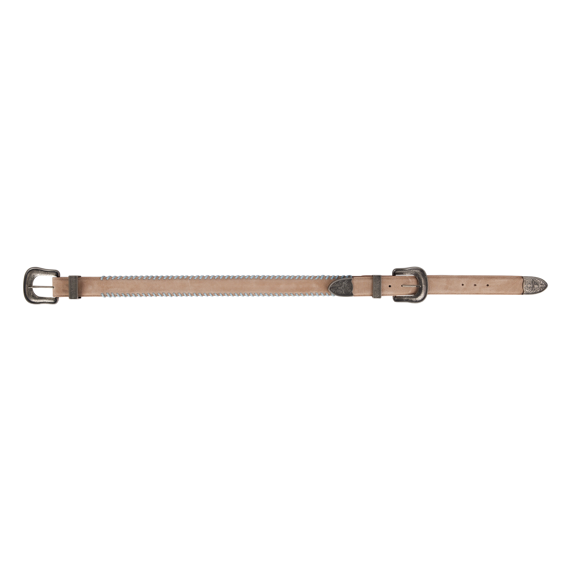 1.5 Double Belt Buckle - Latte Suede