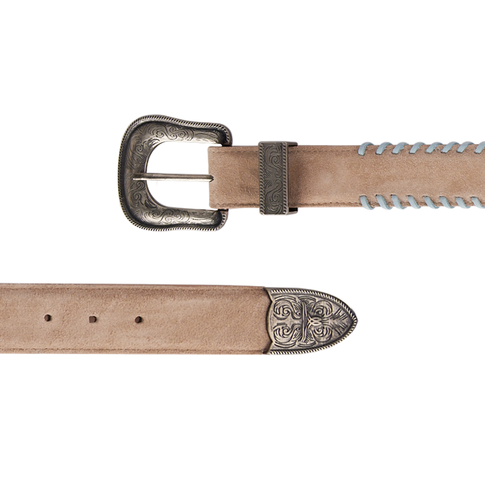 1.5 Double Belt Buckle - Latte Suede