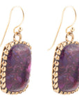 Luminous Purple Turquoise Golden Drop Earrings