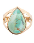 Maisy Blue Turquoise Golden Teardrop Ring