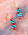 Mija Turquoise and Magenta Stack Earrings