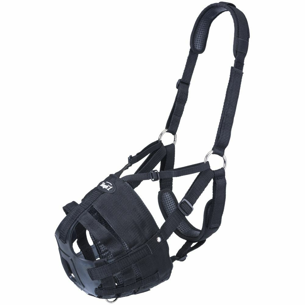 Mini Tough 1 Deluxe Easy Poly Nylon Extra Padded Breathe Horse V Muzzle Black