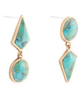 Miss-Matched Blue Turquoise Golden Post Earrings