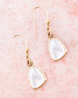 White Mother of Pearl Golden Drop Earrings