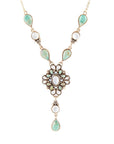 White Mother of Pearl and Blue Turquoise Golden Barcelona Y-Necklace