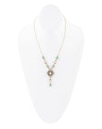 White Mother of Pearl and Blue Turquoise Golden Barcelona Y-Necklace