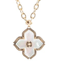 Maltese Cross White Mother of Pearl Golden Chain Pendant Necklace
