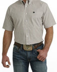 Men's Plaid Button-Down Short Sleeve Western Shirt - Khaki / White