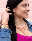 Multi Shape Orange Sponge Coral Pendant Gold Necklace