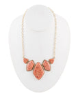 Multi Shape Orange Sponge Coral Pendant Gold Necklace