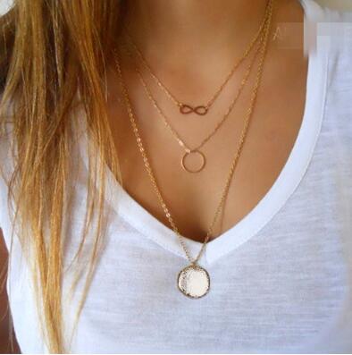 Gold / Silver Multiple Layer Infinity Coin Necklace