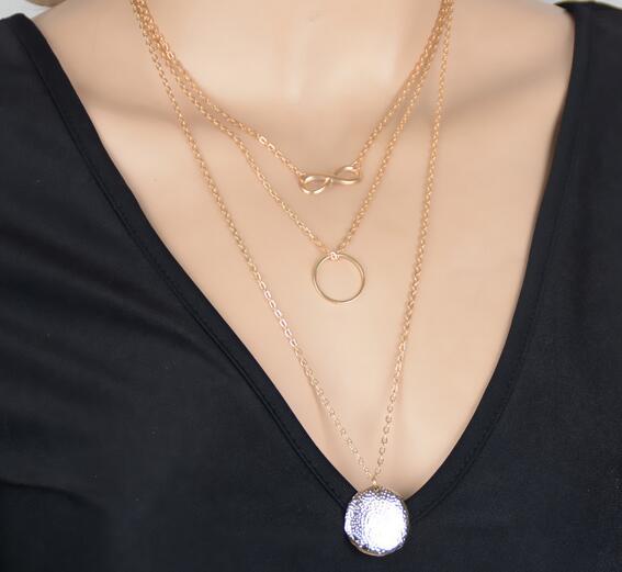 Gold / Silver Multiple Layer Infinity Coin Necklace