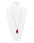 Neims Pink Carnelian Golden Pendant Necklace
