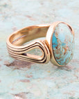 Nova Blue Turquoise and Golden Oval Ring