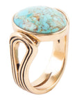 Nova Blue Turquoise and Golden Oval Ring