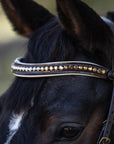 The Catalonia Metallic Bronze Leather Snaffle Bridle with Removable Flash