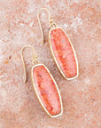 Odyssey Long Orange Sponge Coral Golden Statement Earrings