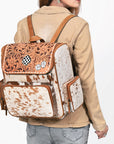 Ohlay Western Cowhide Leather Backpack for Women, Hand Tooled Genuine Leather Travel Bag