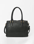 American Darling Hair-On Hide Satchel Bag for Women, Checkered Leather Handbag with Braided Crossbody Strap Black & White