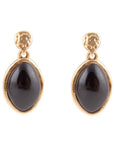 Black Onyx Hammered Post Drop Golden Earrings