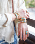 Orange Spiny Oyster and Blue Turquoise Matrix Abstract Golden Ring