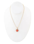 Orange Sponge Coral Heart Pendant and Golden Bronze Necklace