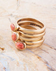 Orange Sponge Coral Golden Stacking Ring Set