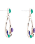 Peacock Multi-Stone Sterling Silver Earrings