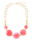 Peony Fuchsia Pink Agate Statement Necklace