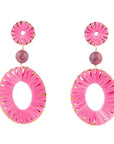 Pink Magenta Dreams Round Golden Earrings