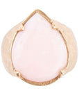 Pink Opal Golden Teardrop Ring