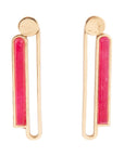 Pink Raspberry Quartz Elongated Golden Post Earrings
