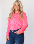 POP PINK VELVET PERFORMANCE RODEO SHIRT