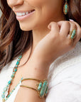 Plateau Blue Turquoise Golden Cuff Bracelet