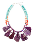 Prescott Blue Magnesite Purple and Orange Statement Necklace