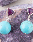 Prescott Purple Turquoise Sterling Silver Drop Earrings