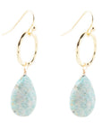 Pretty Drops of Blue Amazonite Golden Drop Earrings
