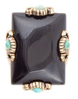 Prima Black Onyx Golden Statement Ring