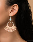 Pueblo Blue Magnesite Golden Fringe Earrings