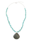 Pueblo Blue Turquoise Magnesite and Jasper Sterling Silver Necklace