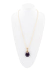 Purple Quartz Teardrop Golden Pendant Necklace