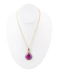Purple Turquoise Teardrop Golden Pendant Necklace