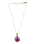 Purple Turquoise Teardrop Golden Pendant Necklace