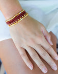 Red Carnelian and Yellow Jade Golden Stretch Bracelet Set