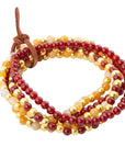 Red Carnelian and Yellow Jade Golden Stretch Bracelet Set