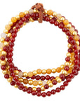 Red Carnelian and Yellow Jade Golden Stretch Bracelet Set
