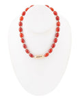 Orange Carnelian Golden Beaded Statement Necklace