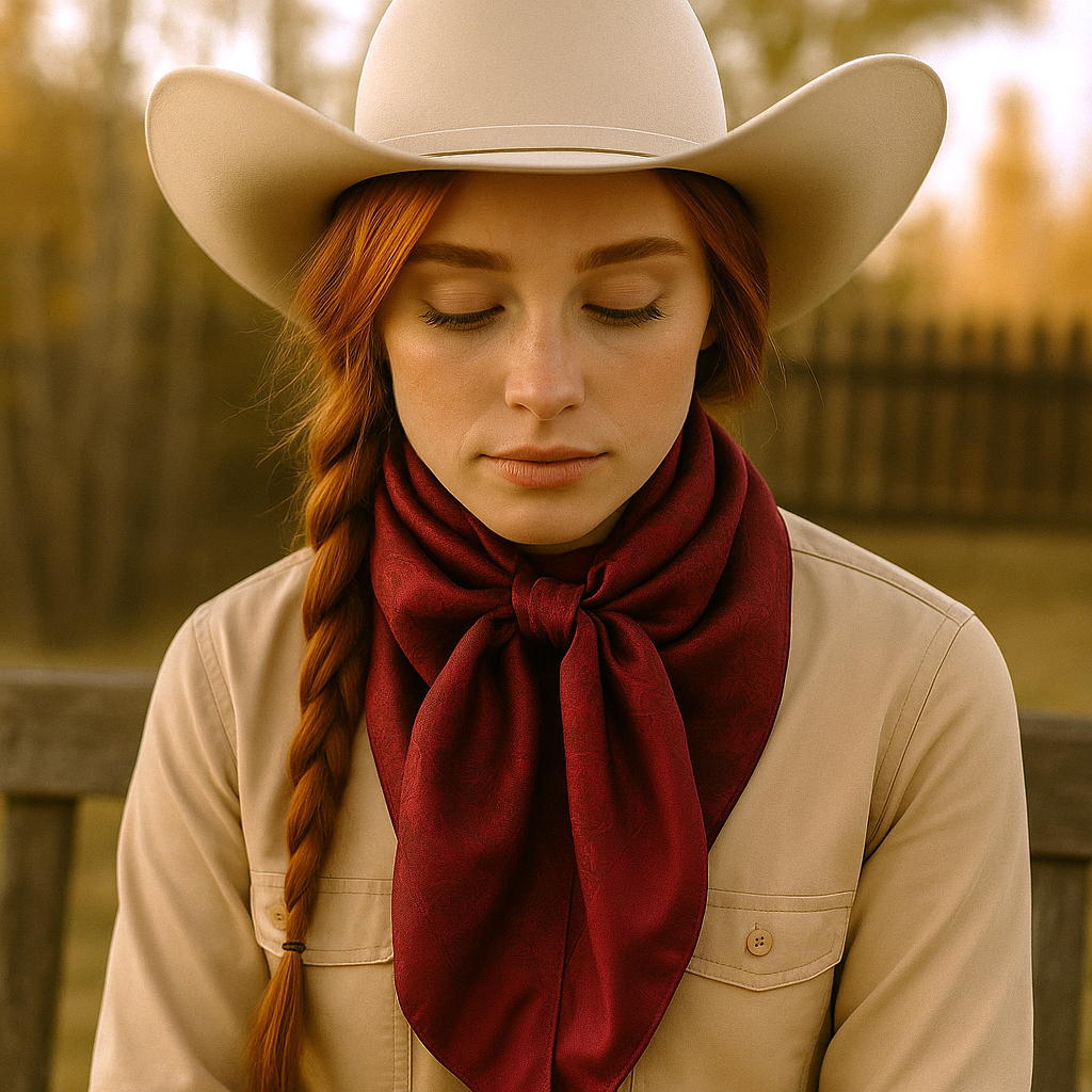 35X35" Burgundy Jacquard Wild Rag / Scarf WR4046X