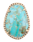 Refined Blue Turquoise Golden Statement Ring